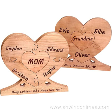 Personalized Wooden Heart Puzzle with Name Engraving from 1 to 8